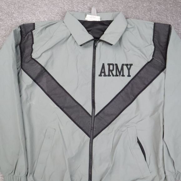 Vintage US Army Physical Fitness Regular Large Gray Long Sleeve Zip Jacket - Picture 11 of 14